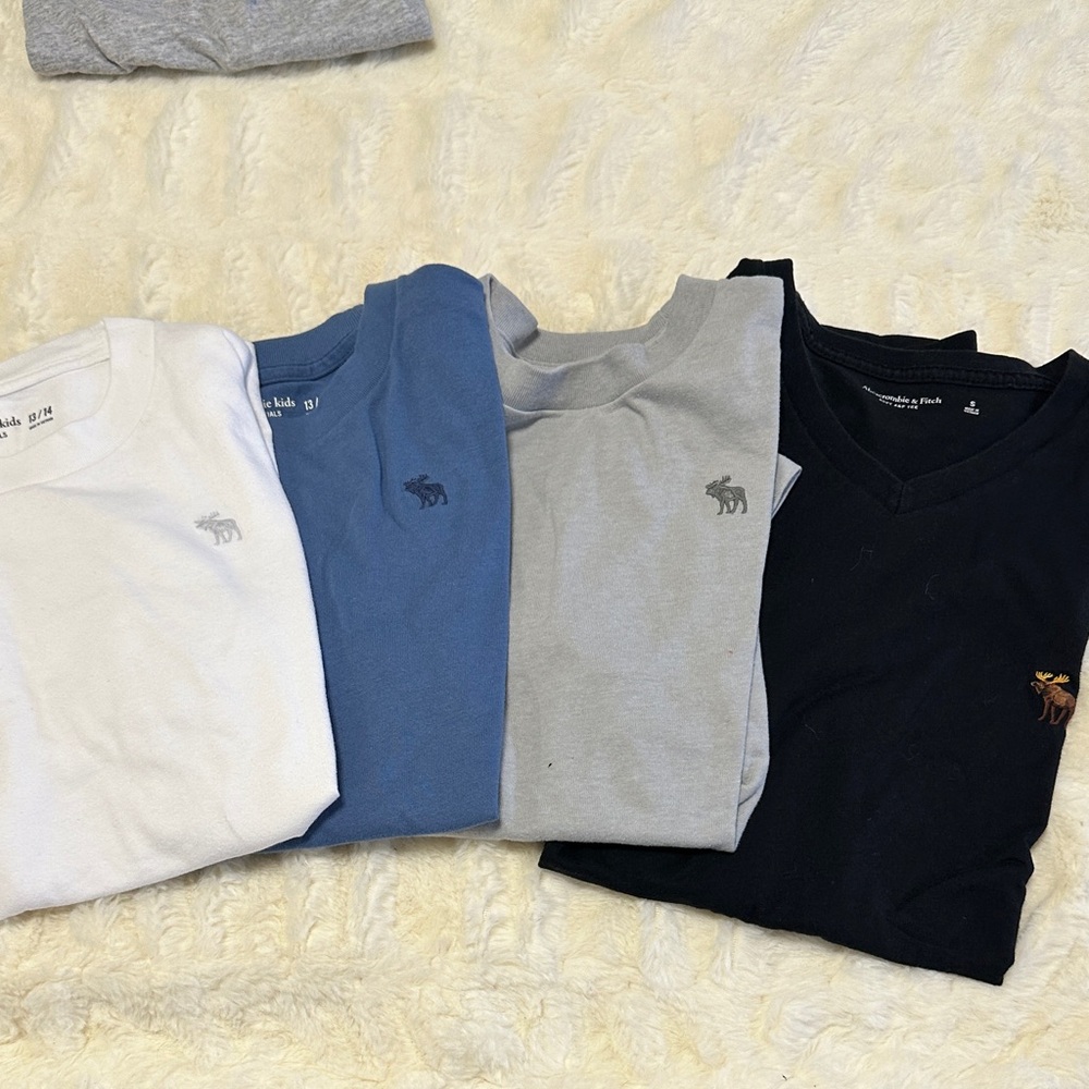 Abercrombie & Fitch Men's Short Sleeve Tee Set - White, Blue, Gray, Black